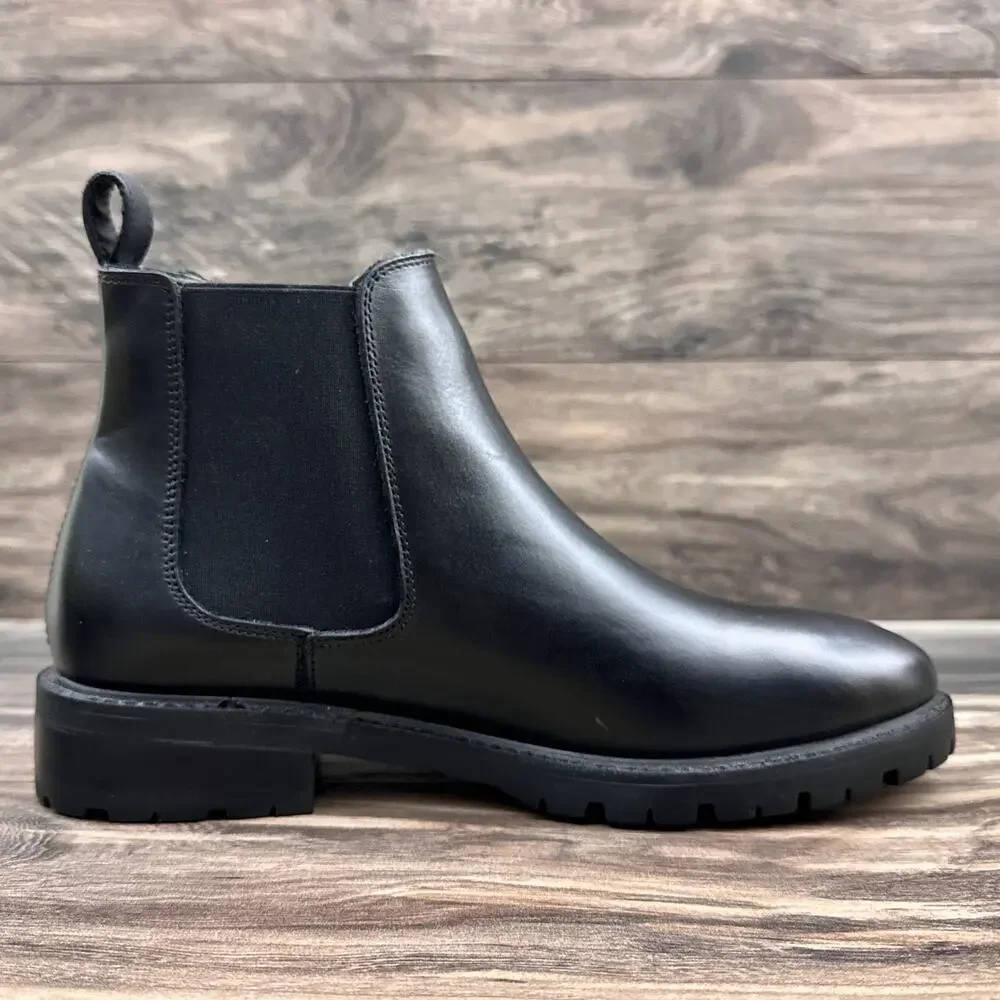 NWOB Steve Madden 9.5M Leopold Black Leather Chelsea Boots Bootie - Picture 7 of 13